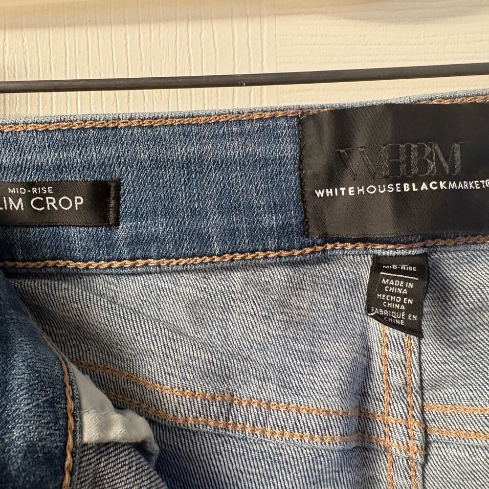 White House Black Market crop jeans with beaded gold size 14 EUC - Picture 9 of 10